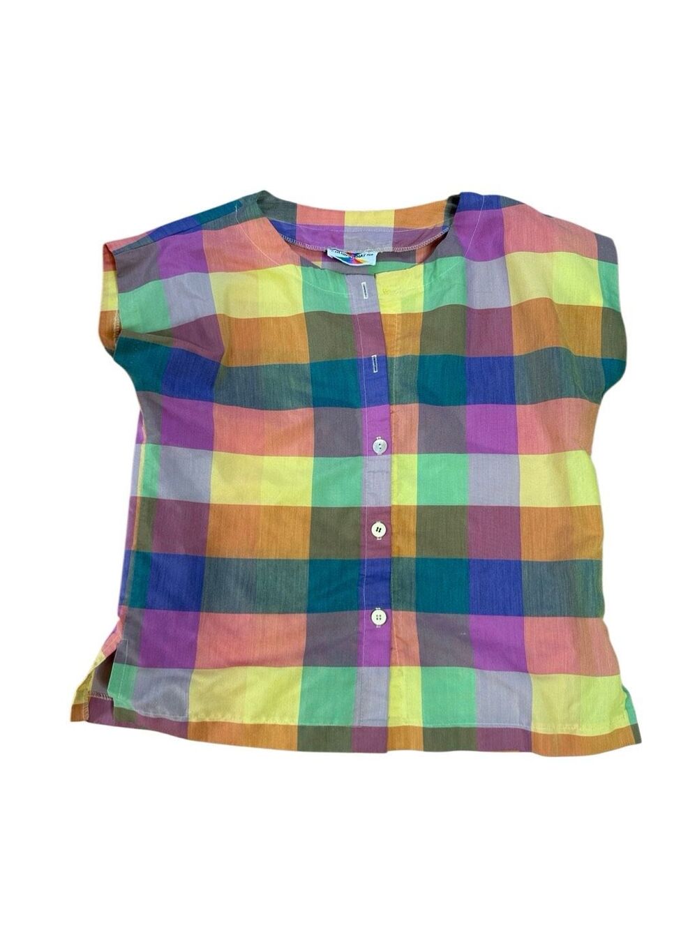 80s Vintage Colors That Fit Bright Checkered Button Down Shirt Medium